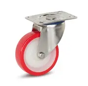 MESO Roulette pivotante à platine chape en acier roue PU rouge 100 mm 180 kg