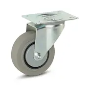 MESO Roulette pivotante à platine caoutchouc gris 100 mm - 150 kg