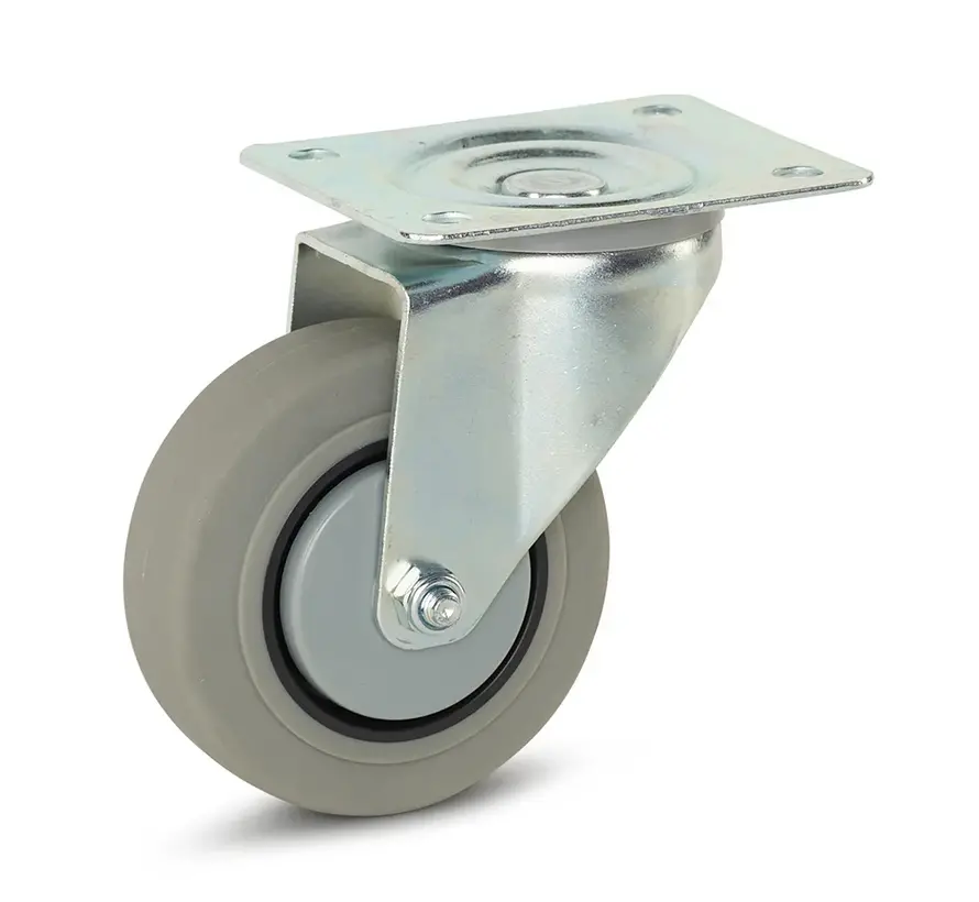 Roulette pivotante à platine roue en caoutchouc gris Ø 100 mm 150 kg - GR3-100