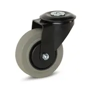 MESO Roulette pivotante à oeil chape noire caoutchouc gris 100 mm 150 kg