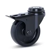 MESO Roulette de meuble pivotante noire freinée avec trou central - 75mm - 60kg