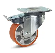 MESO Roulette pivotante à platine et frein PU charge lourde 125 mm - 500 kg