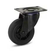 MESO Roulette pivotante noire à platine roue caoutchouc 100 mm - 75 kg