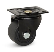 MESO Roulette pivotante en nylon noir avec plaque supérieure - 75mm - 600kg