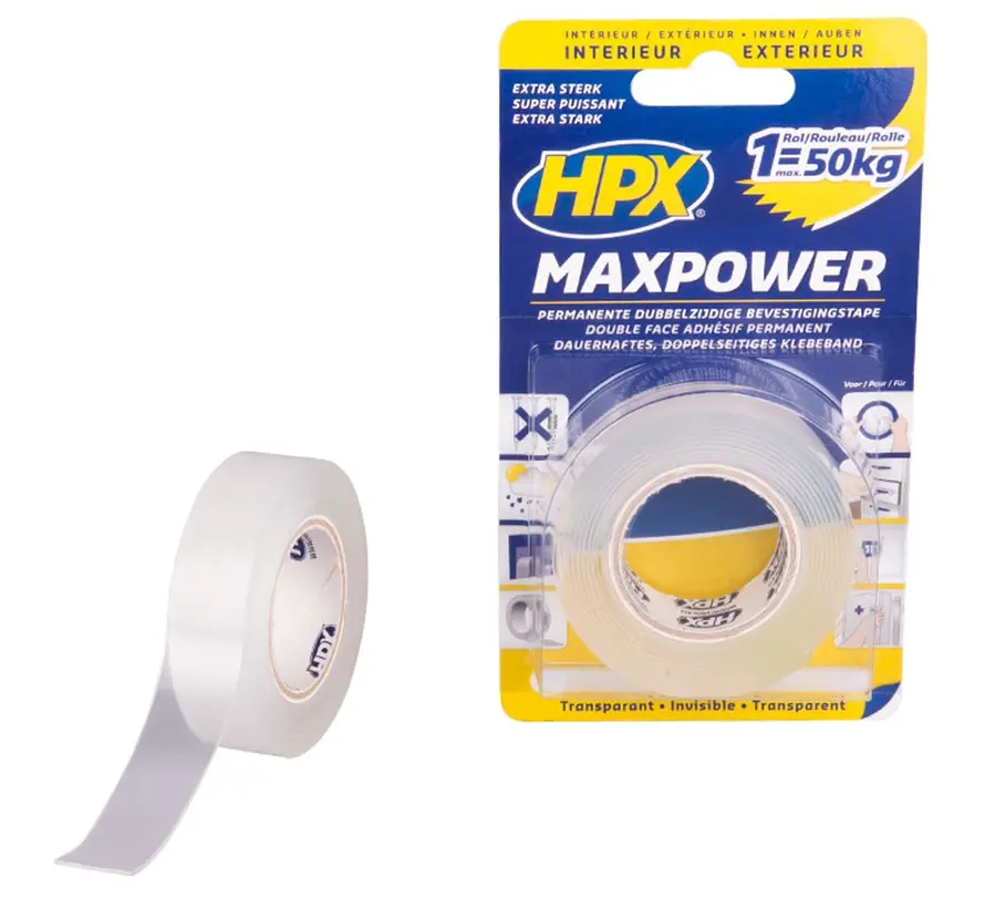 Max Power Ruban de fixation transparent - 19mm x 2m