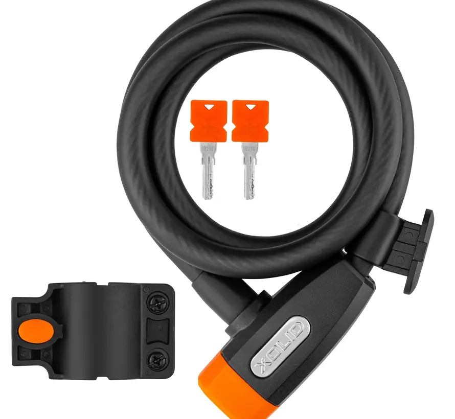 Serrure à clé Xolid Cable, extra épaisse, Orange Noir