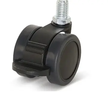 Roulette de meuble Premium, 42mm, freinée par PU, axe fileté 10x15mm