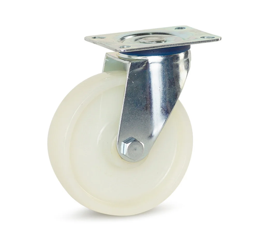 Roulette pivotante en nylon avec plateau supérieur - 80mm - 130kg