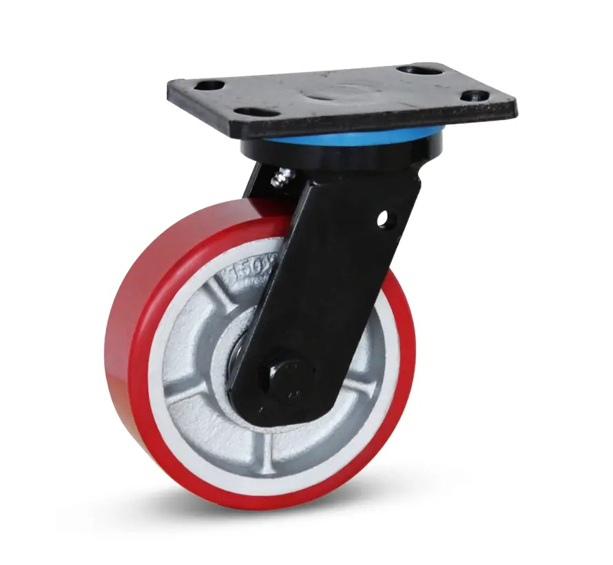 Roulette pivotante extra lourde en PU avec plateau supérieur - 150mm - 1000kg