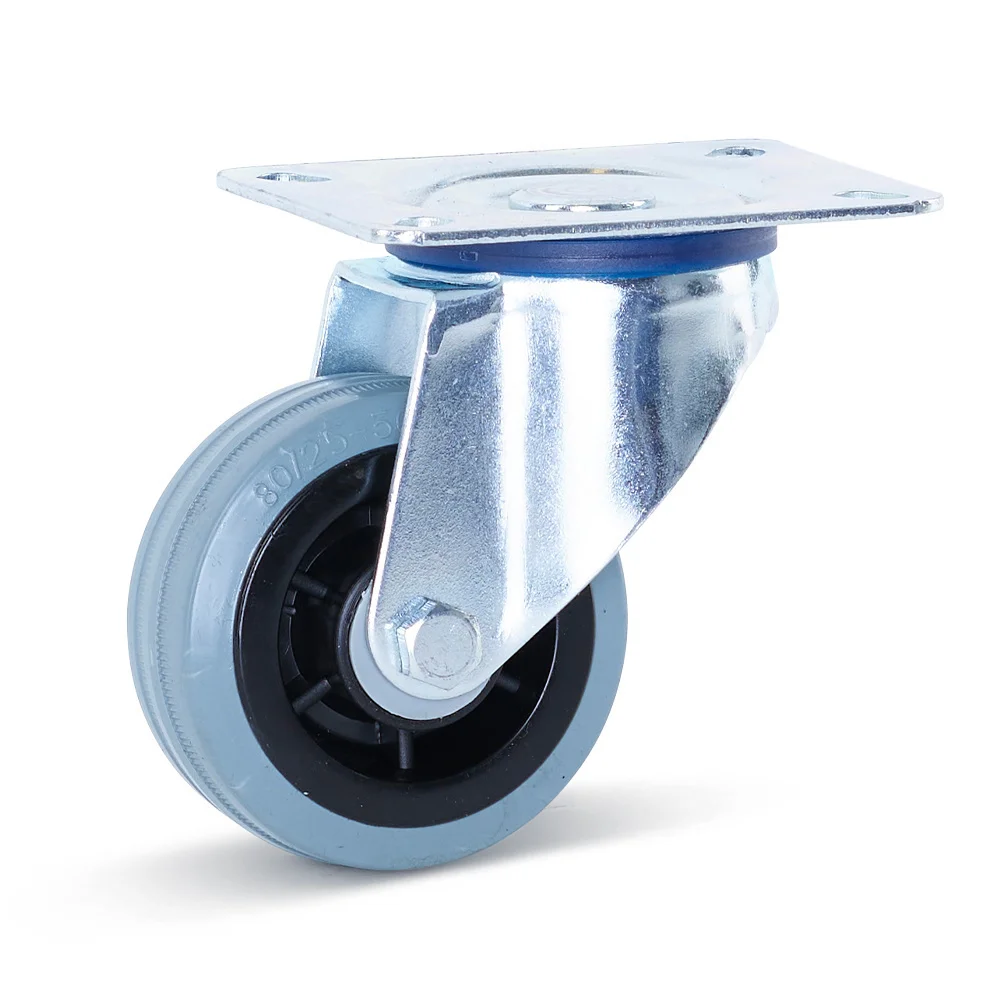 Roulette Pivotante Caoutchouc Plein - Pour Plateau, Charge Jusqu'à 150 Kg, Ø 160 Mm - Idéale Transport Meubles, Charges Lourdes - 4