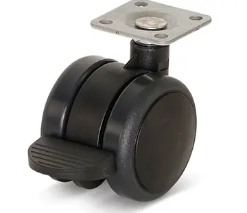 Roue de meuble Premium, 50mm, freinée par PU, plateau supérieur 36.5x36.5mm