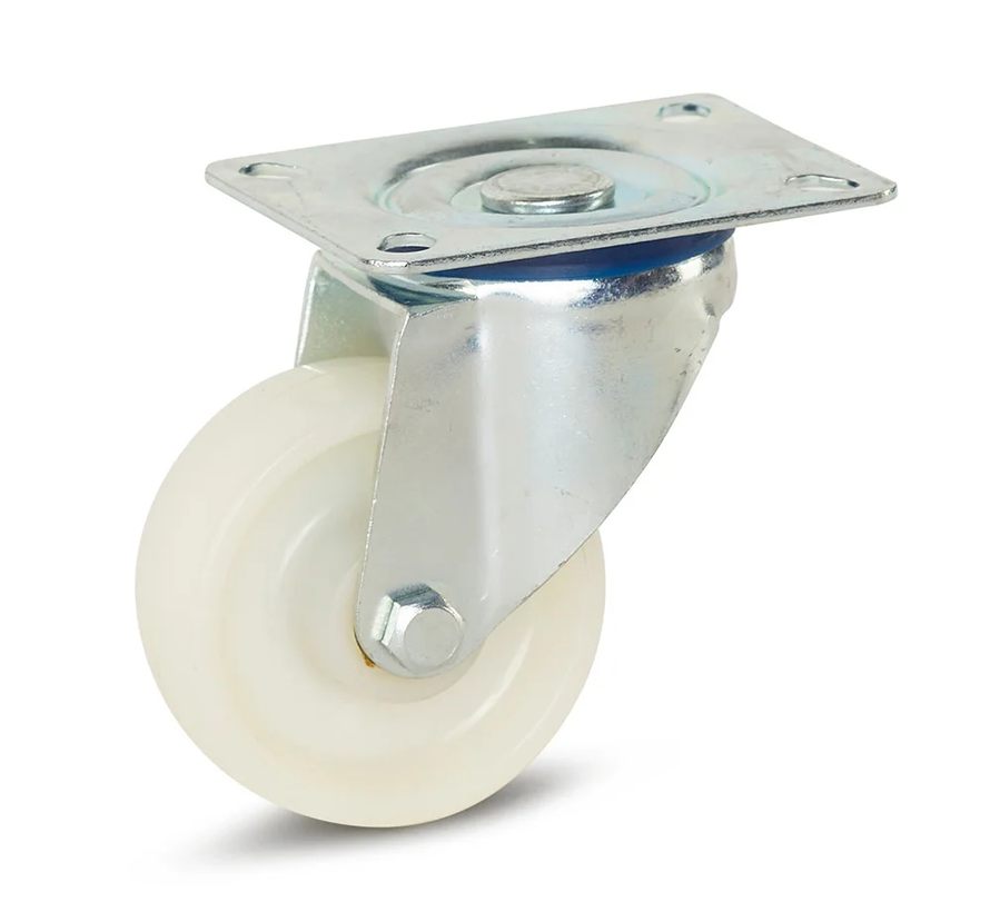 Roulette pivotante en nylon avec plateau supérieur - 200mm - 300kg