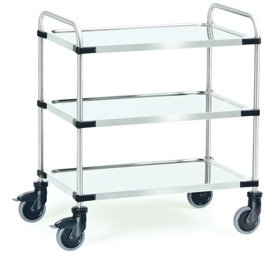 Chariot en acier inoxydable Fetra - surface de chargement 800 x 500 mm - 80 kg par étagère