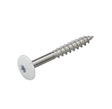 Vis de fixation pour panneaux Trespa - Torx 20 - 4,8x50mm - acier inoxydable - Filetage partiel - Blanc RAL 9010 (100 pièces)