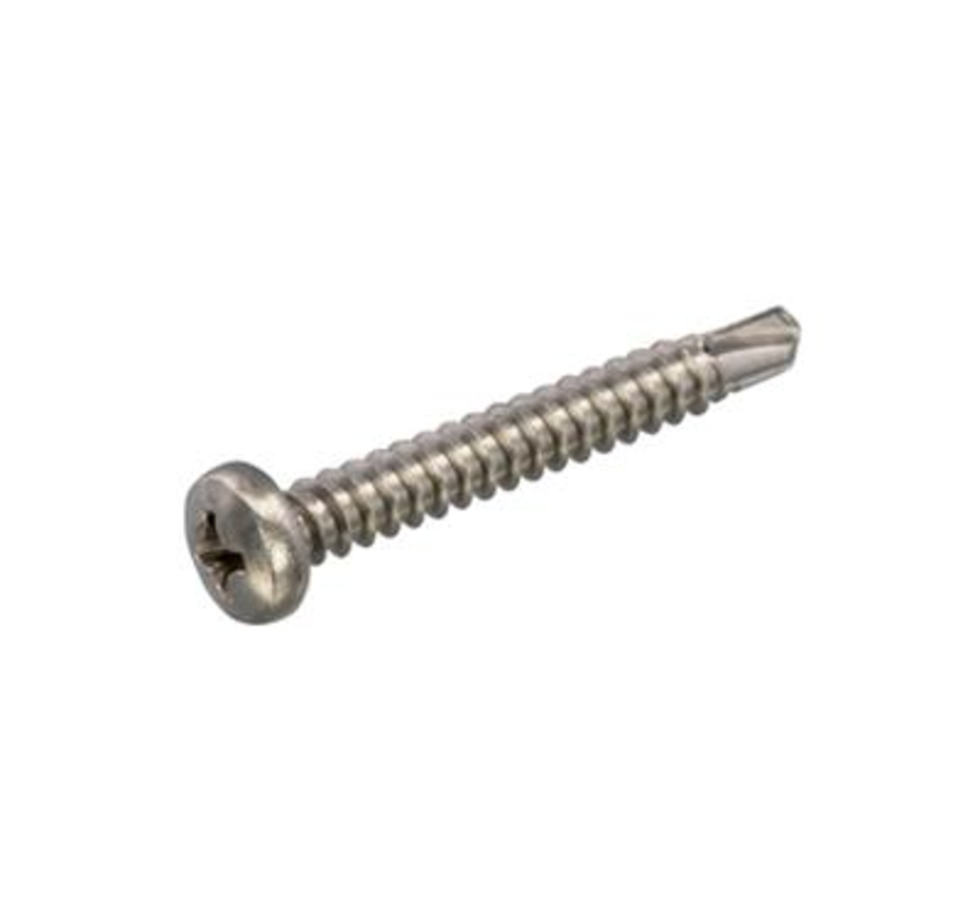 Vis à tôle autoperceuses - Phillips 2 têtes cylindriques - 4.2 x 16mm - filetage plein - acier inoxydable (200 pièces)