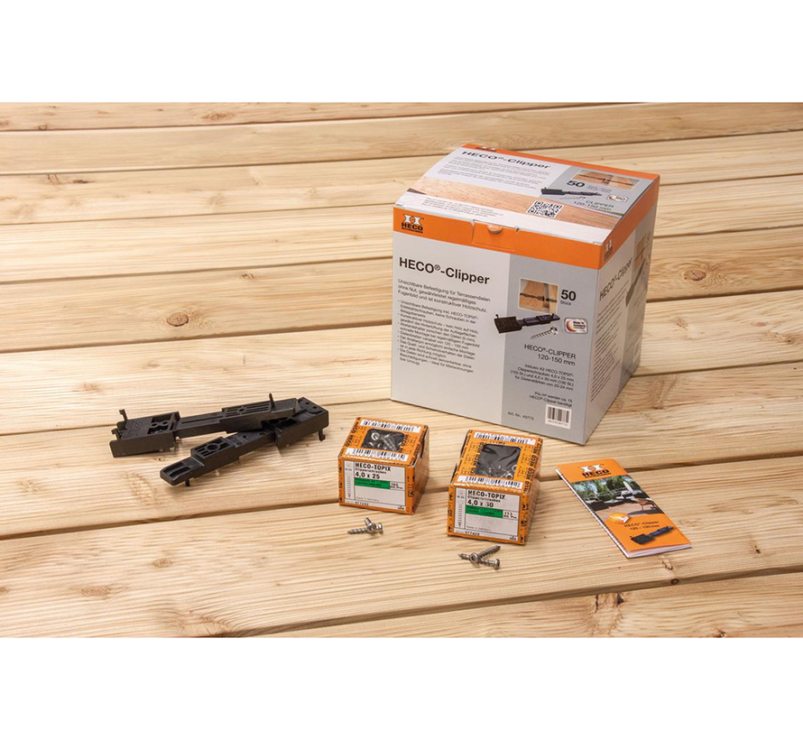 Heco - Jeu de clips pour la fixation invisible des lames de terrasse