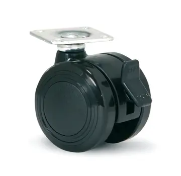 MESO Roulette de meuble 40mm PU double soft avec plaque 38x38mm freinée