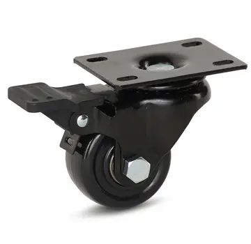 MESO Roulette pivotante en nylon noir freinée avec plateau supérieur - 50mm - 150kg