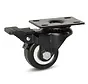Roulette pivotante en PU noir freinée avec plateau supérieur - 50mm - 60kg