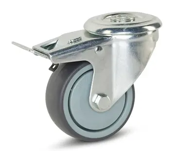 MESO Dispositifs roulettes pivotantes freinées avec trou central - 80mm - 80kg