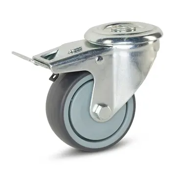 MESO Dispositifs roulettes pivotantes freinées avec trou central - 80mm - 80kg