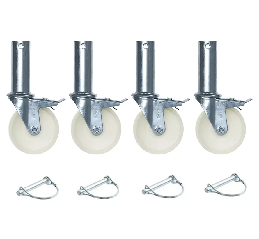 Lot de 4 roues en nylon pour échafaudages - 125 mm - 120 kg