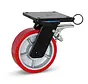 Roulette pivotante en PU freinée avec plateau supérieur et blocage directionnel - 200mm - 1400kg