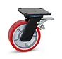 Roulette pivotante extra lourde en PU freinée avec plateau supérieur - 150mm - 1000kg