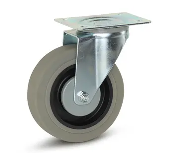 MESO Roulette en caoutchouc gris avec plaque supérieure - 125mm - 180kg
