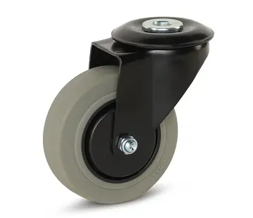 MESO Roulette en caoutchouc gris boîtier noir avec trou central - 100mm - 150kg