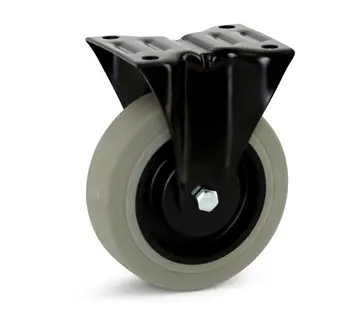 MESO Roulette fixe caoutchouc gris chape noire 125 mm- 180 kg