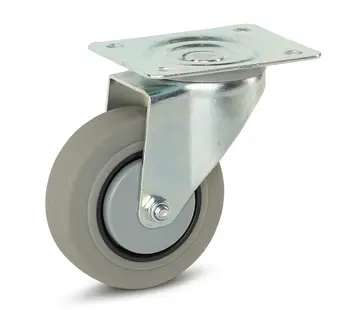 MESO Roulette en caoutchouc gris avec plaque supérieure - 100mm - 150kg