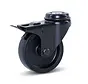 Roulette de meuble pivotante noire freinée avec trou central - 75mm - 60kg