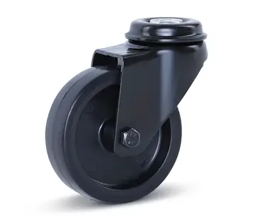 MESO Roulette de meuble pivotante noire avec trou central - 75mm - 60kg