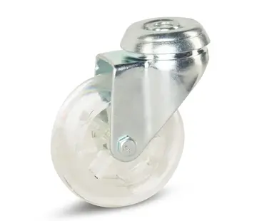 MESO Roulette de meuble transparente avec trou central - 75mm - 100kg