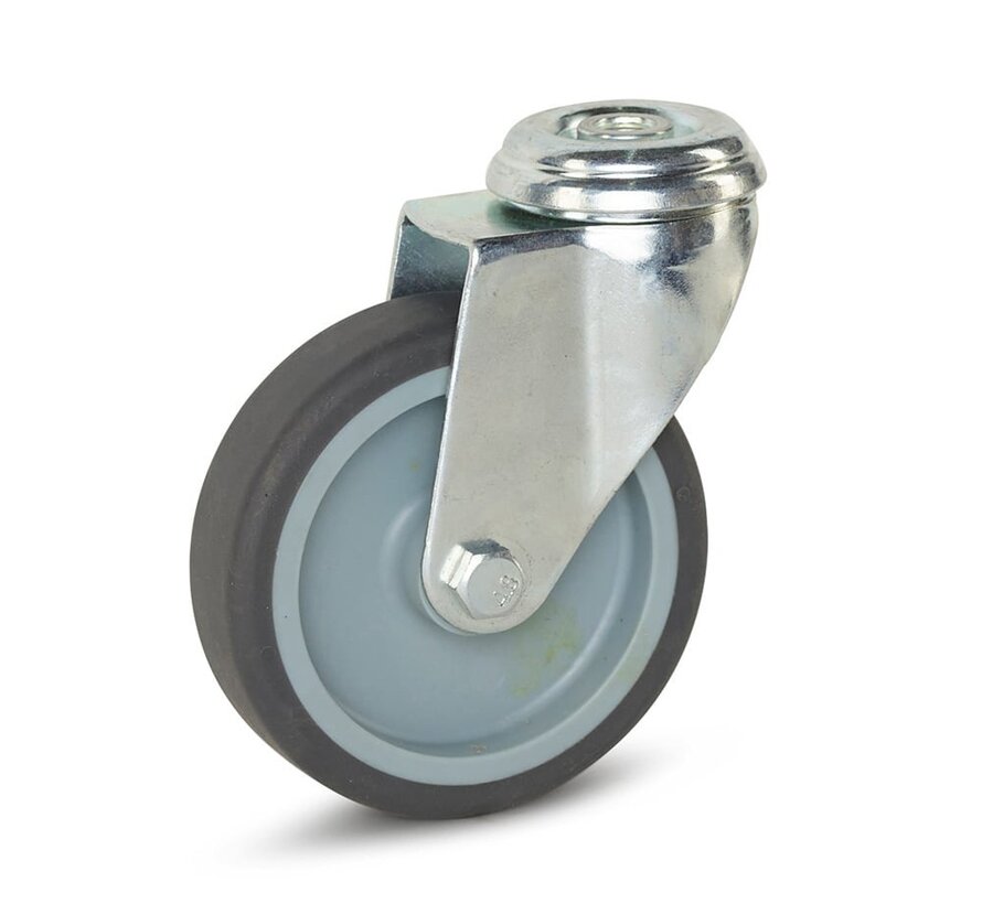 Roulette de meuble avec trou central - 100mm - 90kg