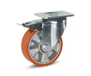 Roulette pivotante en PU freinée avec plateau supérieur - 160mm - 700kg besoin ? Commandez immédiatement en ligne !