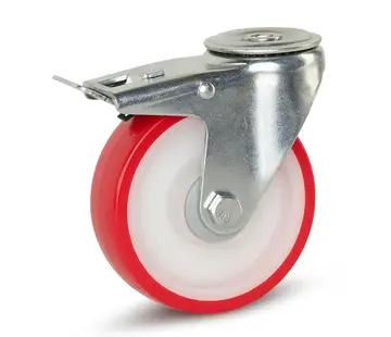 MESO Roulette pivotante en PU freinée avec trou central - 125mm - 230kg