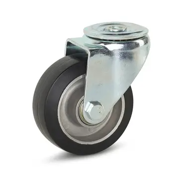 MESO Roulette pivotante en caoutchouc élastique noir avec trou central - 100mm - 220kg