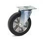 Roulette pivotante en caoutchouc élastique noir avec plateau supérieur - 200mm - 450kg