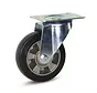 Roulette pivotante en caoutchouc élastique noir avec plateau supérieur - 150mm - 330kg