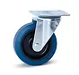 Roulette pivotante en caoutchouc élastique bleu avec plateau supérieur - 125mm - 180kg
