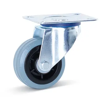MESO Roulette pivotante en caoutchouc gris avec plateau supérieur - 80mm - 60kg - Non marquante