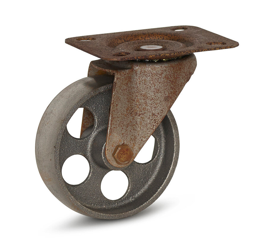 Roulette Vintage Retro Design avec plateau supérieur - Fonte - 100mm - 90kg