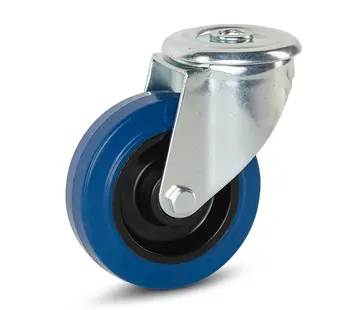 MESO Roulette pivotante en caoutchouc élastique bleu avec trou central - 100mm - 100kg