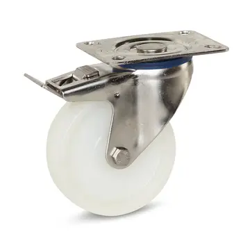 MESO Roue pivotante en nylon inox freinée avec plateau supérieur - 100mm - 180kg