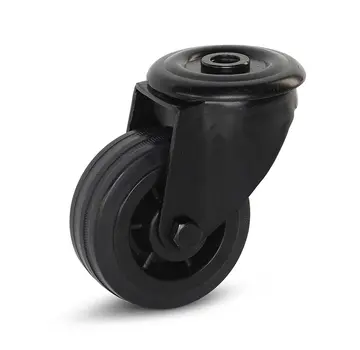 MESO Roulette pivotante en caoutchouc noir avec trou central - 80mm - 60kg