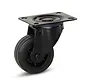 Roulette pivotante en caoutchouc noir avec plateau supérieur - 80mm - 60kg
