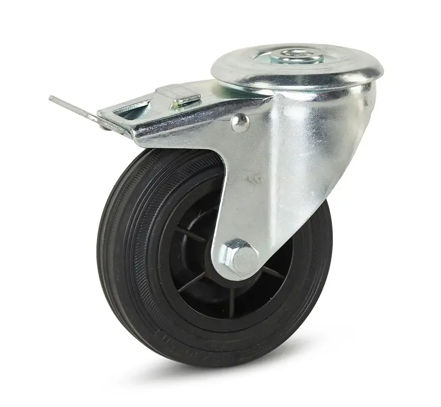 Roulette pivotante en caoutchouc à blocage total 100 mm - RP6-100