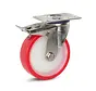 Roue pivotante en acier inoxydable PU freinée avec plateau supérieur - 125mm - 220kg